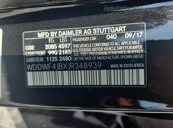 WDDWF4JBXJR348939 2018 MERCEDES-BENZ C Черный Вид подкапотного пространства