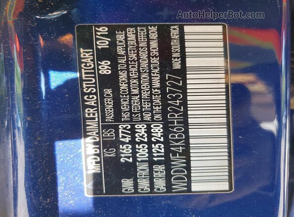 WDDWF4KB6HR243727 2017 MERCEDES-BENZ C Blue Շարժիչի բաժամունքի տեսք