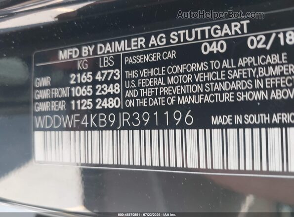 WDDWF4KB9JR391196 2018 MERCEDES-BENZ C-CLASS Black Engine compartment view