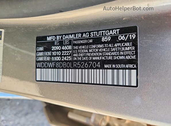 WDDWF8DB0LR526704 2020 MERCEDES-BENZ C Серебряный Вид подкапотного пространства