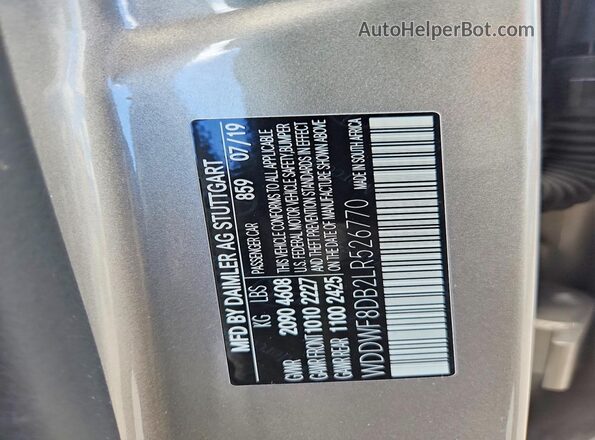 WDDWF8DB2LR526770 2020 MERCEDES-BENZ C Tan Engine compartment view