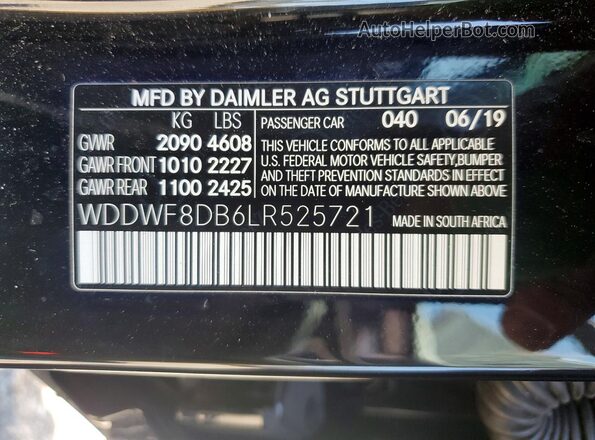 WDDWF8DB6LR525721 2020 MERCEDES-BENZ C Черный Вид подкапотного пространства