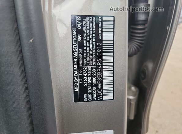 WDDWF8EB8KR510912 2019 MERCEDES-BENZ C Beige ძრავის განყოფილების ხედი