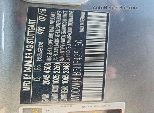 WDDWJ4JB3HF425130 2017 MERCEDES-BENZ C Gray Vista del compartimento del motor