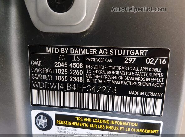 WDDWJ4JB4HF342273 2017 MERCEDES-BENZ C-CLASS Gray Engine compartment view