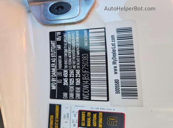 WDDWJ4JB5JF750383 2018 MERCEDES-BENZ C White Widok naklejki z numerem VIN