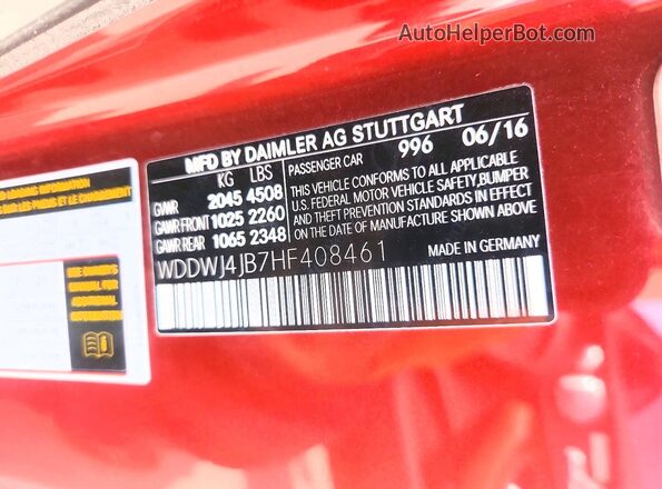 WDDWJ4JB7HF408461 2017 MERCEDES-BENZ C Красный Вид подкапотного пространства