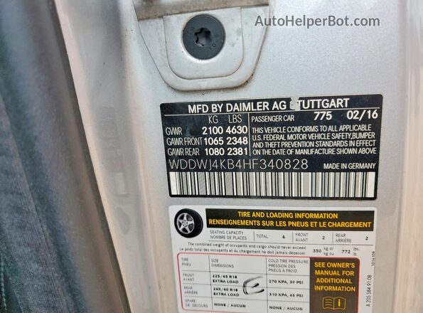 WDDWJ4KB4HF340828 2017 MERCEDES-BENZ C Серебряный Вид подкапотного пространства