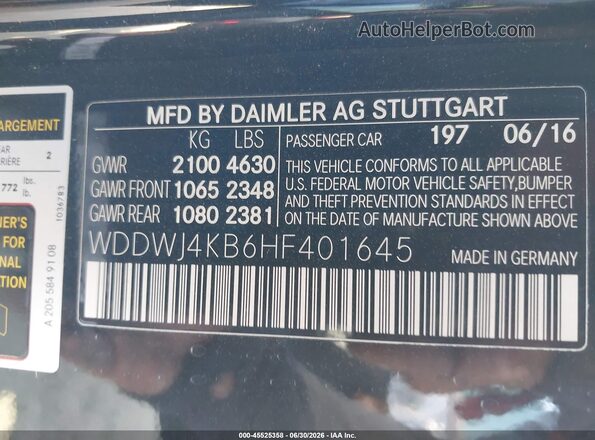 WDDWJ4KB6HF401645 2017 MERCEDES-BENZ C-CLASS Black Вид підкапотного простору