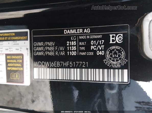 WDDWJ6EB7HF517721 2017 MERCEDES-BENZ AMG C 43 Black Widok komory silnika