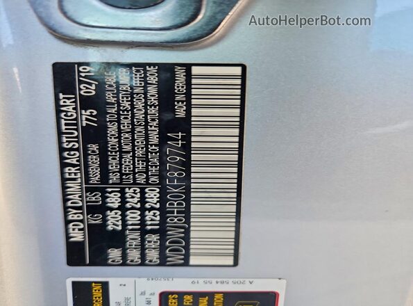 WDDWJ8HB0KF879744 2019 MERCEDES-BENZ C Серебряный Вид подкапотного пространства