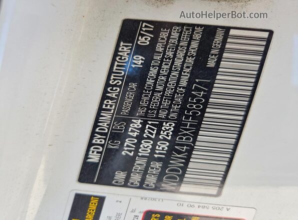 WDDWK4JBXHF585471 2017 MERCEDES-BENZ C White Շարժիչի բաժամունքի տեսք