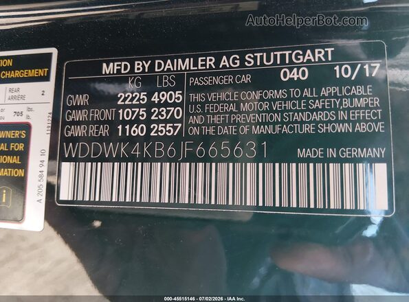 WDDWK4KB6JF665631 2018 MERCEDES-BENZ C-CLASS Черный Вид подкапотного пространства