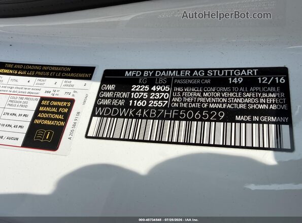 WDDWK4KB7HF506529 2017 MERCEDES-BENZ C-CLASS White Vista del compartimento del motor