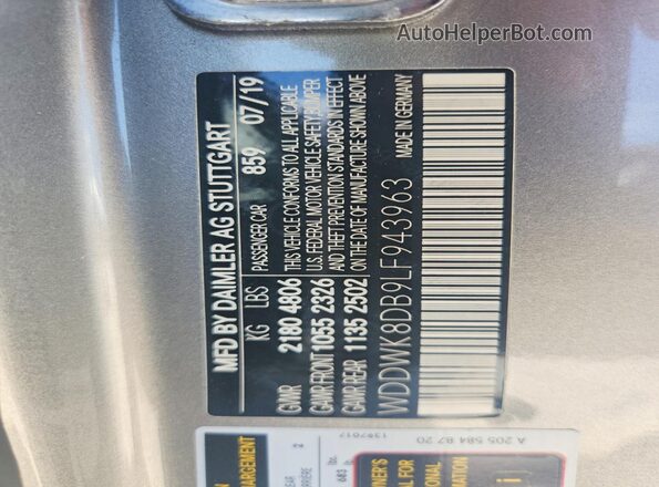 WDDWK8DB9LF943963 2020 MERCEDES-BENZ C Silver ძრავის განყოფილების ხედი