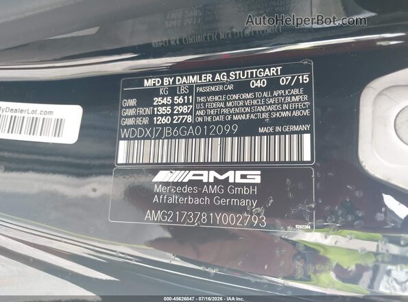 WDDXJ7JB6GA012099 2016 MERCEDES-BENZ AMG S 63 Black Вид підкапотного простору
