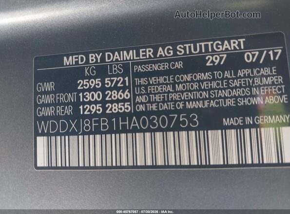 WDDXJ8FB1HA030753 2017 MERCEDES-BENZ S-CLASS Gray Engine compartment view