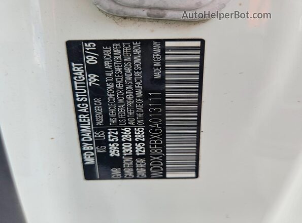 WDDXJ8FBXGA013111 2016 MERCEDES-BENZ S White Вид підкапотного простору