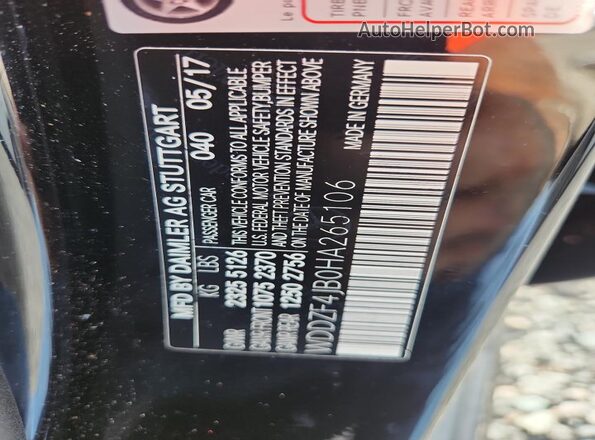WDDZF4JB0HA265106 2017 MERCEDES-BENZ E Black Вид підкапотного простору