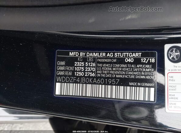 WDDZF4JB0KA601957 2019 MERCEDES-BENZ E-CLASS Black Engine compartment view