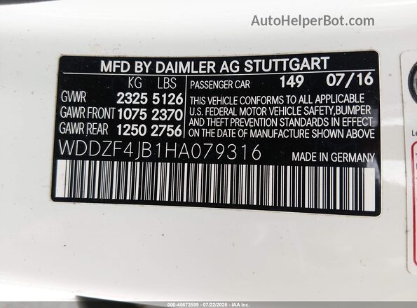 WDDZF4JB1HA079316 2017 MERCEDES-BENZ E-CLASS Белый Вид подкапотного пространства