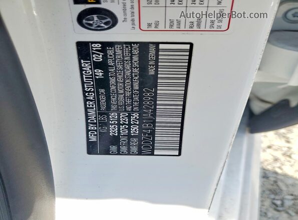 WDDZF4JB1JA428982 2018 MERCEDES-BENZ E White Vista del compartimento del motor