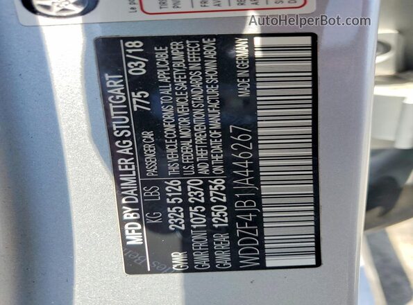 WDDZF4JB1JA446267 2018 MERCEDES-BENZ E Silver Engine compartment view