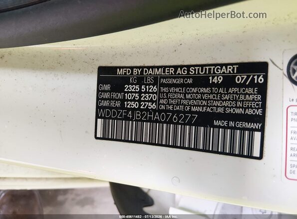 WDDZF4JB2HA076277 2017 MERCEDES-BENZ E-CLASS White Շարժիչի բաժամունքի տեսք