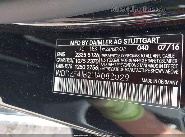 WDDZF4JB2HA082029 2017 MERCEDES-BENZ E-CLASS Black Widok komory silnika
