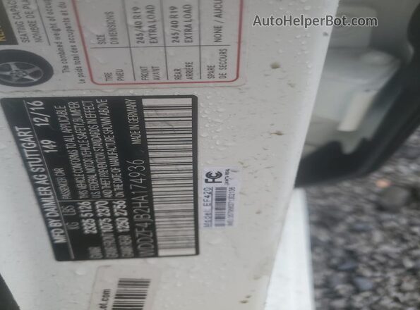 WDDZF4JB2HA174936 2017 MERCEDES-BENZ E White Vista del compartimento del motor