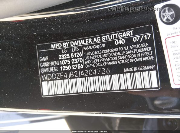WDDZF4JB2JA304736 2018 MERCEDES-BENZ E-CLASS Черный Вид подкапотного пространства