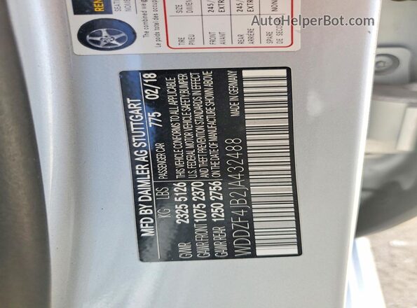 WDDZF4JB2JA432488 2018 MERCEDES-BENZ E Silver Вид підкапотного простору