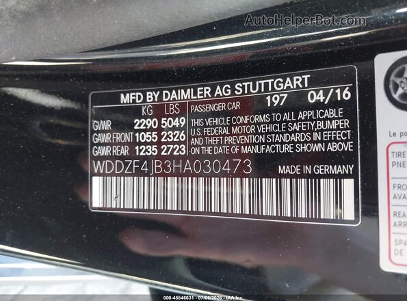WDDZF4JB3HA030473 2017 MERCEDES-BENZ E-CLASS Black Widok komory silnika