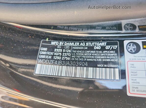 WDDZF4JB3JA303904 2018 MERCEDES-BENZ E Black Вид підкапотного простору