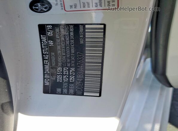 WDDZF4JB3JA476337 2018 MERCEDES-BENZ E White VIN sticker view