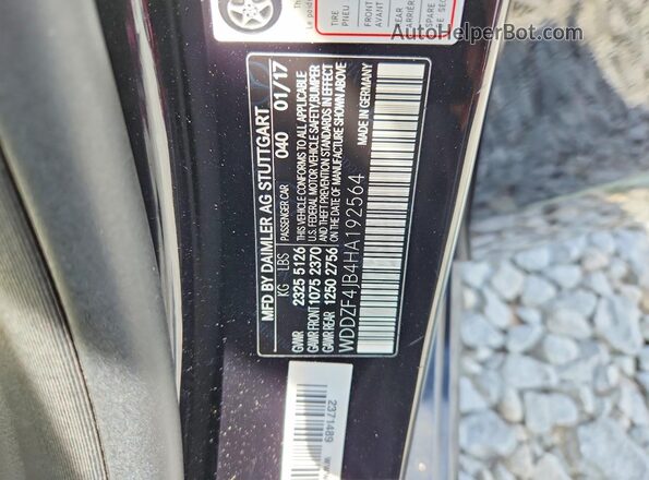 WDDZF4JB4HA192564 2017 MERCEDES-BENZ E Black ძრავის განყოფილების ხედი