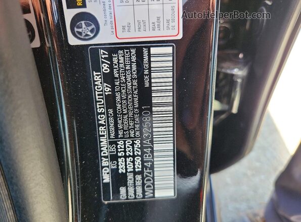 WDDZF4JB4JA325801 2018 MERCEDES-BENZ E Black ძრავის განყოფილების ხედი
