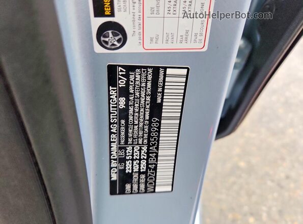 WDDZF4JB4JA358989 2018 MERCEDES-BENZ E Blue VIN sticker view