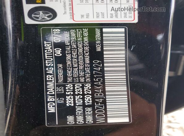 WDDZF4JB4KA517429 2019 MERCEDES-BENZ E Черный Вид подкапотного пространства