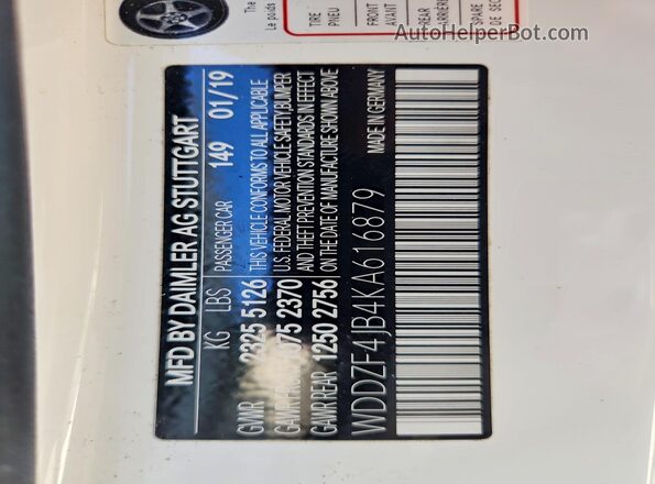 WDDZF4JB4KA616879 2019 MERCEDES-BENZ E White Vista del compartimento del motor