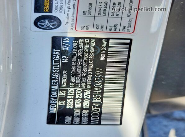 WDDZF4JB5HA083997 2017 MERCEDES-BENZ E White Vista del compartimento del motor