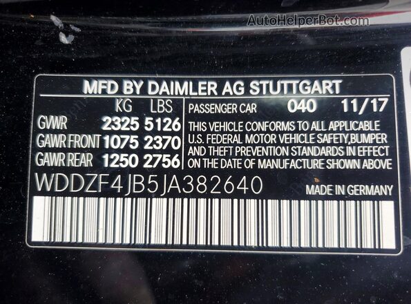 WDDZF4JB5JA382640 2018 MERCEDES-BENZ E Black Engine compartment view