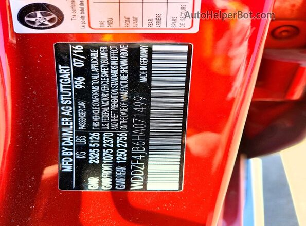 WDDZF4JB6HA071499 2017 MERCEDES-BENZ E Red Vista del compartimento del motor