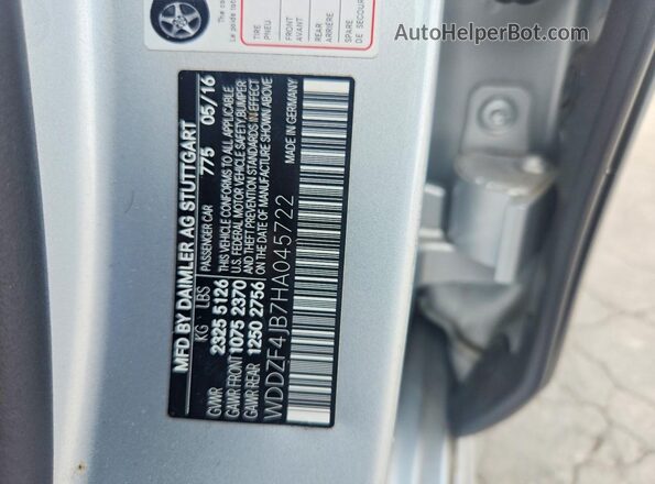 WDDZF4JB7HA045722 2017 MERCEDES-BENZ E Silver Vista de la etiqueta del VIN