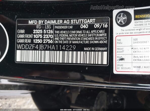 WDDZF4JB7HA114229 2017 MERCEDES-BENZ E-CLASS Black Vista del compartimento del motor