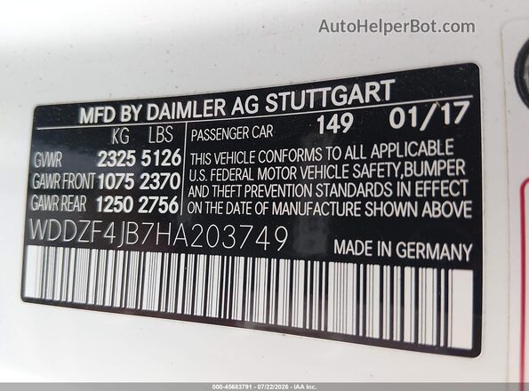 WDDZF4JB7HA203749 2017 MERCEDES-BENZ E-CLASS Белый Вид подкапотного пространства