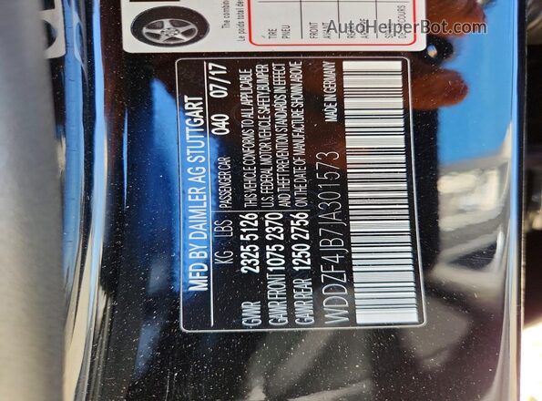 WDDZF4JB7JA301573 2018 MERCEDES-BENZ E Black Vista de la etiqueta del VIN