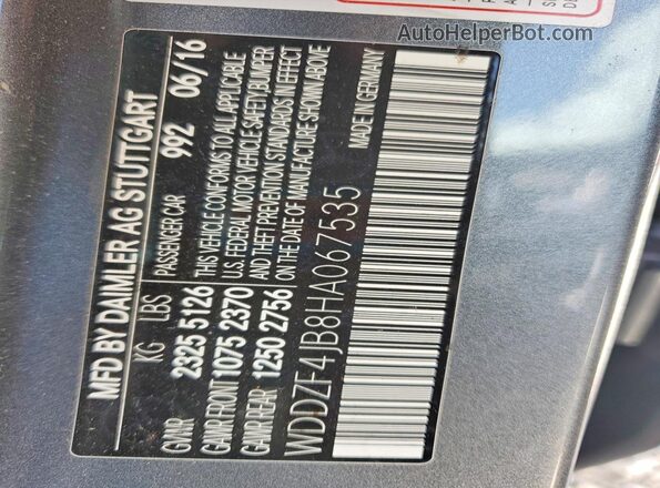 WDDZF4JB8HA067535 2017 MERCEDES-BENZ E Gray Vista del compartimento del motor