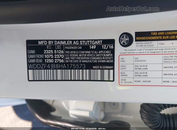 WDDZF4JB8HA175573 2017 MERCEDES-BENZ E-CLASS White ძრავის განყოფილების ხედი