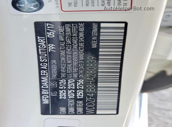 WDDZF4JB8HA280839 2017 MERCEDES-BENZ E White Vista del compartimento del motor